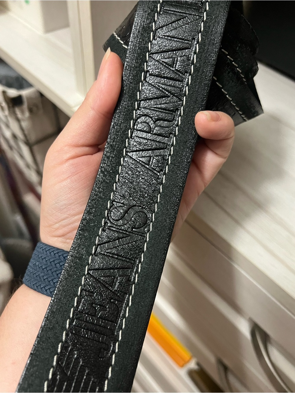 Armani Jeans Black Leather Belt with Branded Metal Buckle - Picture 6 of 10